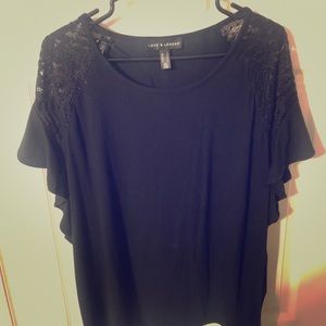 Black Flutter Sleeve Top